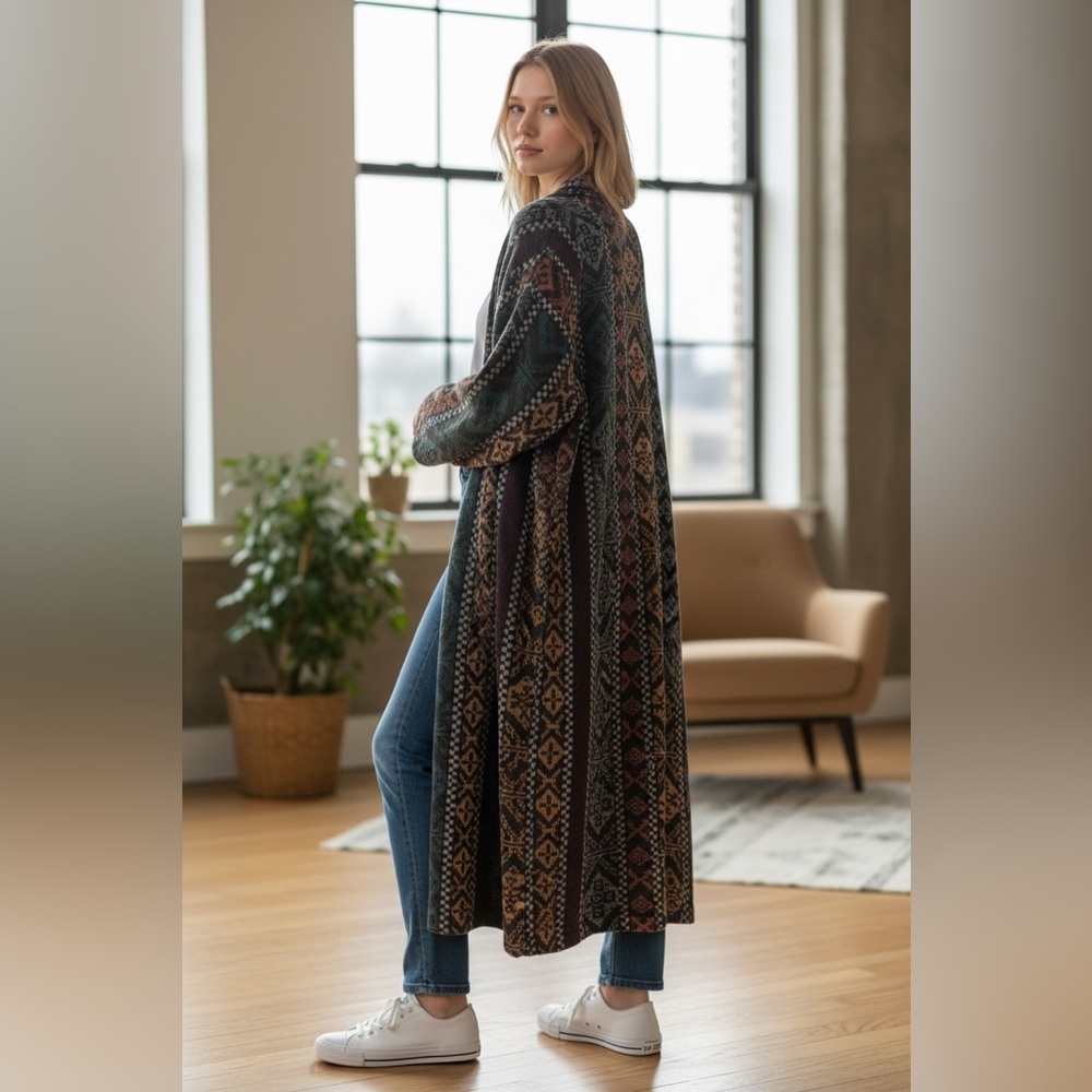 Incredible Southwestern Robe - Vintage Reworked with Pockets - Picture 3 of 10